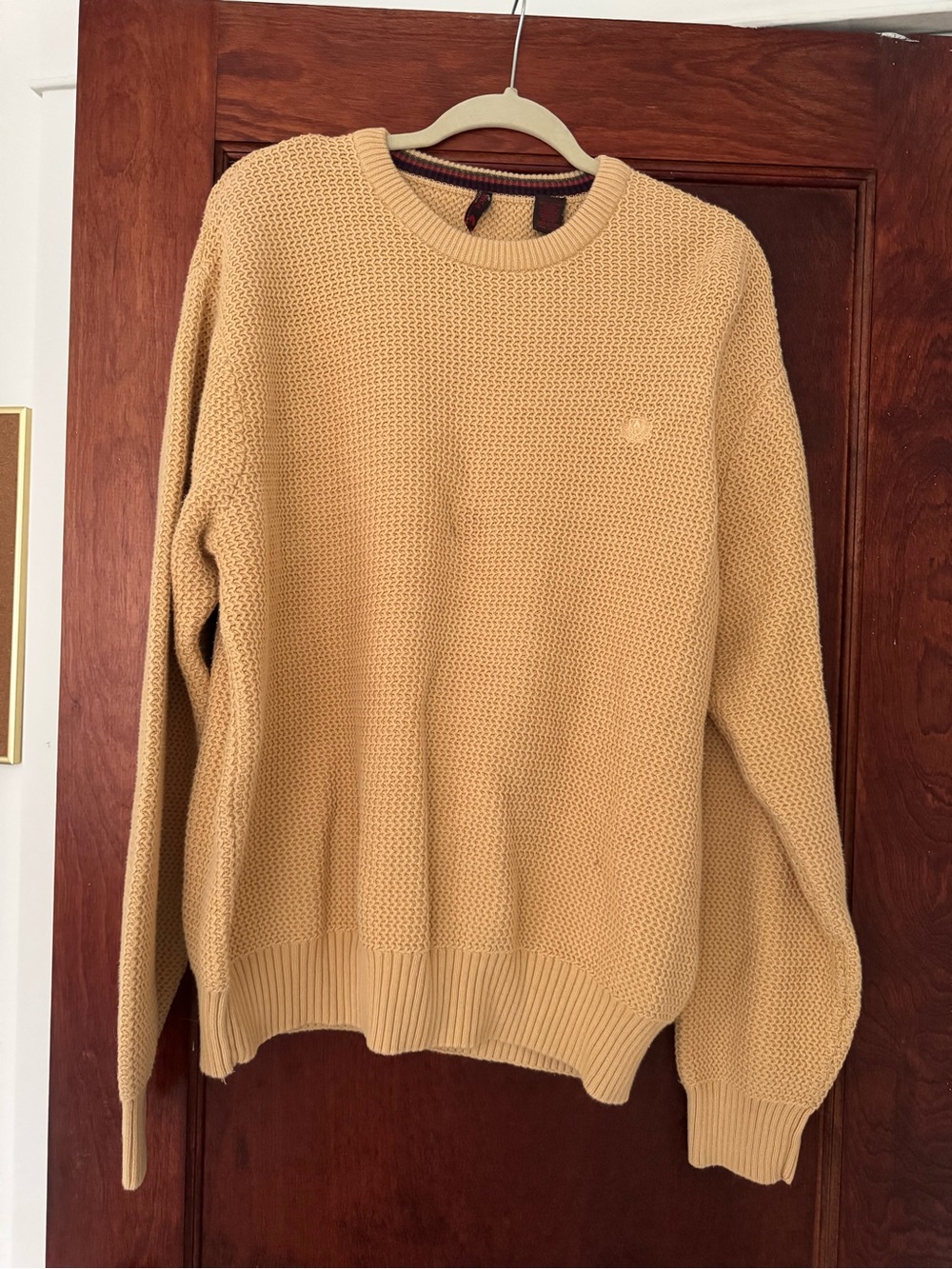 Vintage Perry Ellis American Men's Classic Crewneck Sweater in Camel